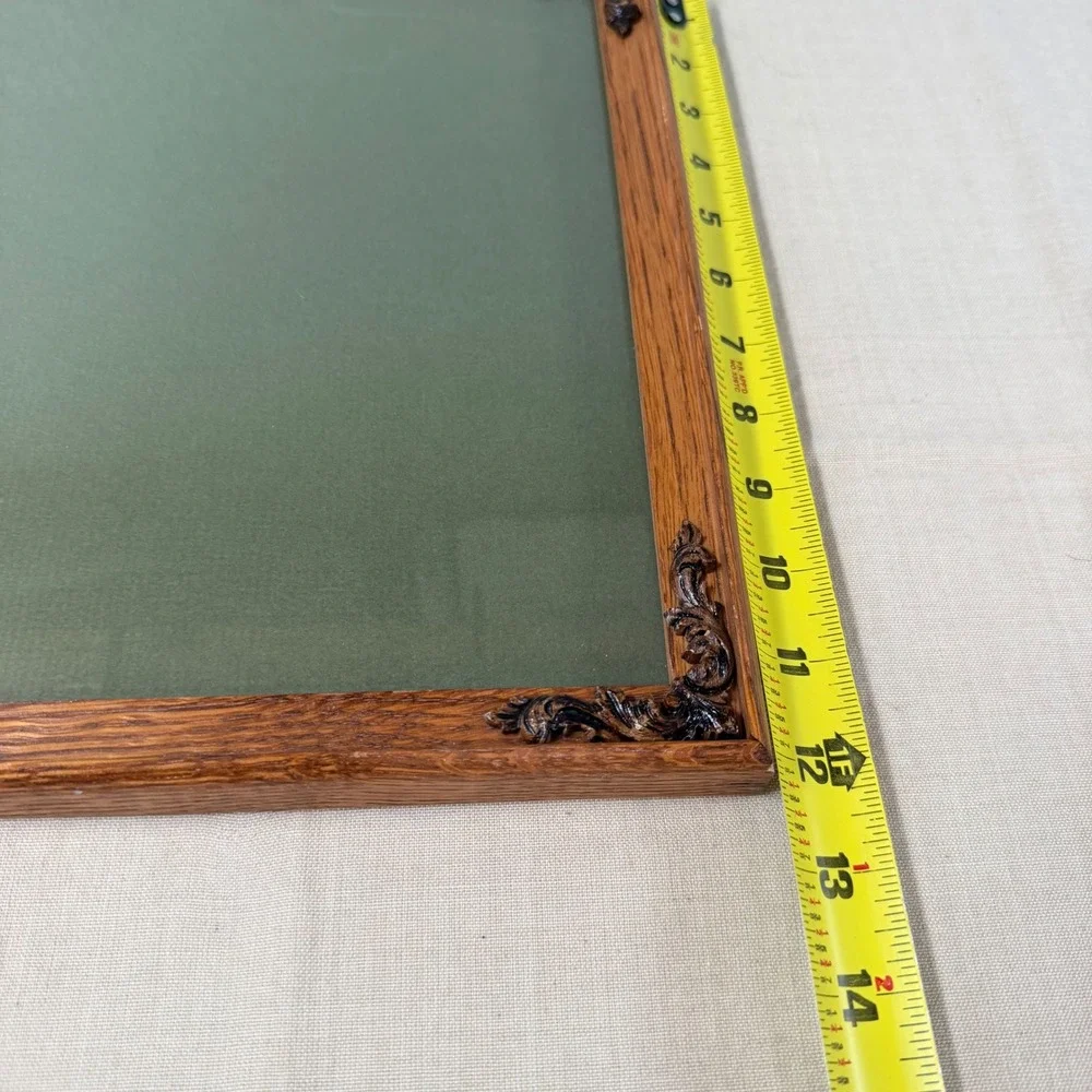 Vintage Oak Wood Picture Frame Ornate Scroll Corner Detail 12x15 Landscape